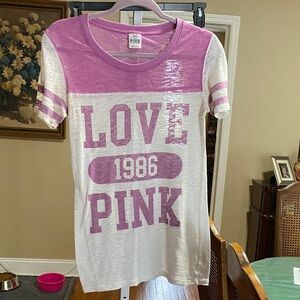 Victoria's Secret PINK Pink & White Washed Tee